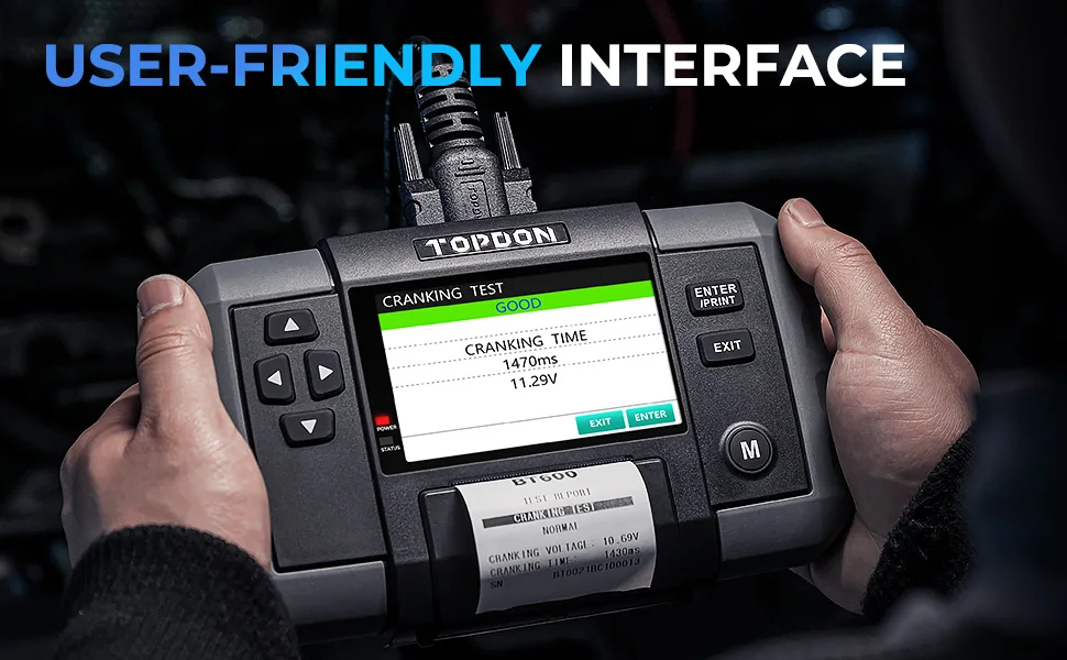 TOPDON BT600 12V 24V Car Battery Tester Lead Acid Vehicle Automotive Analyzer with Bulit-In Thermal Printer Car Battery Tool