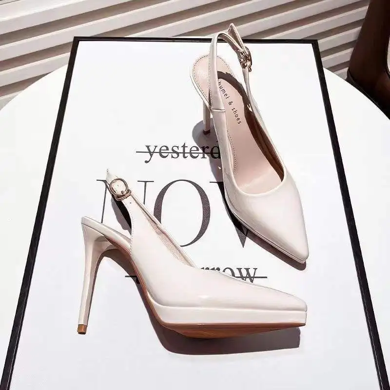 

Fashion Buckle Strap Slingback Women Shoes Pointed Toe Sandals Fine Heels Platform Female Pumps Zapatos Mujer