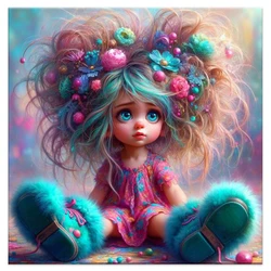 New Diamond Painting 2024 Colour Hair Girl Picture Rhinestones Mosaic Cross Stitch Big Shoes Embroidery 5D DIY Handicraft Gift