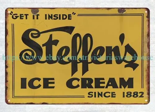 Póster de Café bar online Steffen's Ice Cream, letrero de lata de metal