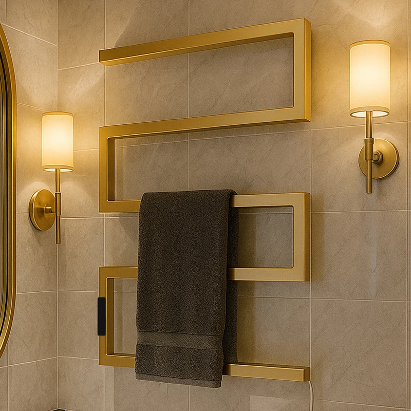 Electric Stainless Steel Gold Rectangle Towel Warmer Heater Hotel Bathroom Towel Rack