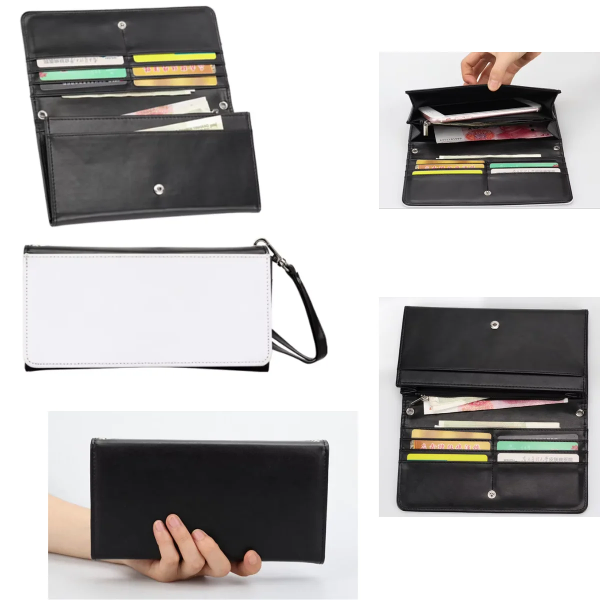 

Большая женская сумка-кошелек на молнии, сублимационная пустая сумка на плечо, женская сумка-кошелек из искусственной кожи с цепочками для DIY, теплопередача, принт