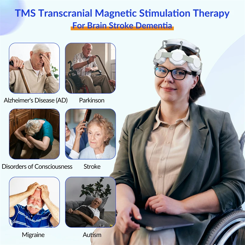 Frovab Transcranial Magnetic Stimulation 6mT-19mT Home Based TDCS Alzheimers Gifts Stroke Recovery Brain Improvement Device