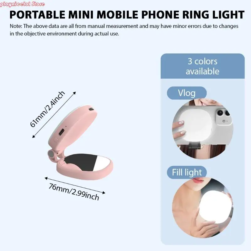E8BA Luz círculo LED magnético recarregável para smartphone ângulo smartphone Individual Retrato Mirror portátil C