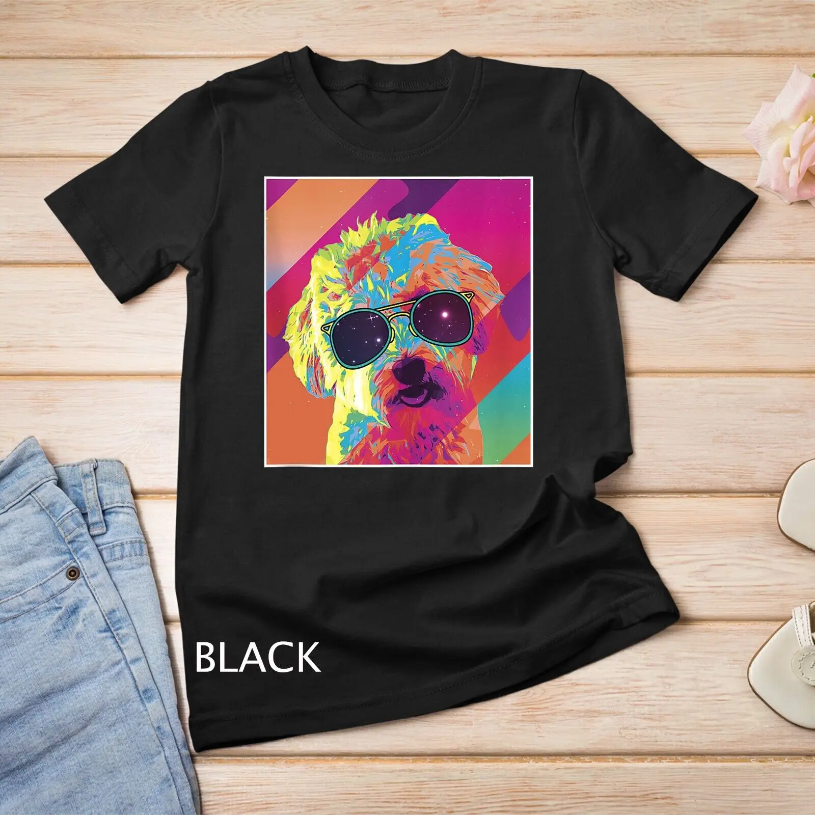 

Colorful Dog Schnoodle Cute Doodle Unisex T-shirt