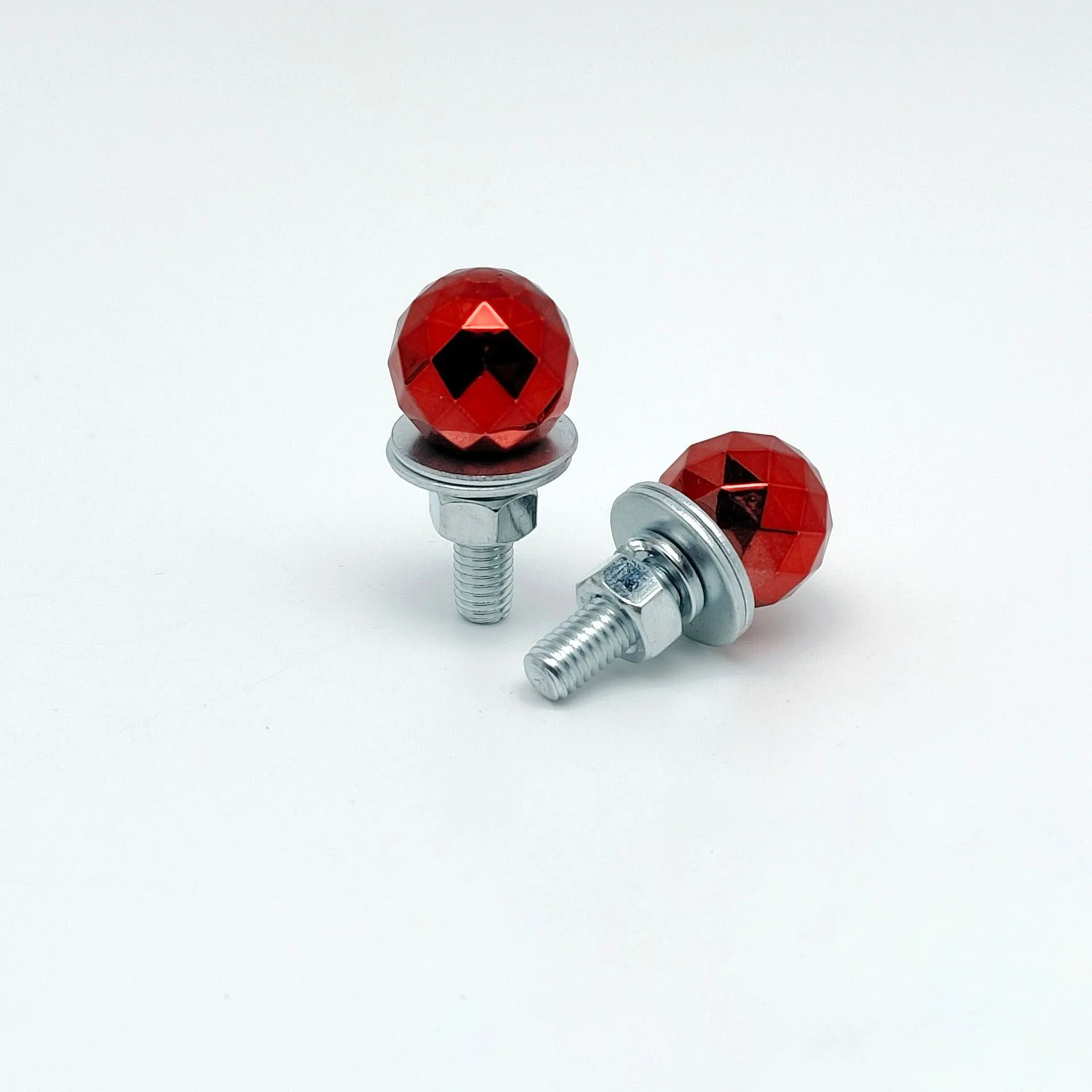 M6 Thread License Plate Screws Diamond Ball Style Compatible with Car and Motorcycle Frames ABS Carbon Steel Build