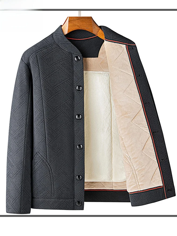 

Утепленная хлопковая куртка с воротником-стойкой для мужчин среднего и старшего возраста, зимняя верхняя одежда, теплая и уютная одежда для пап