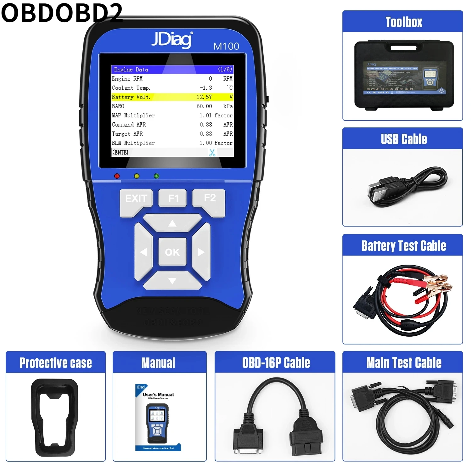 

Original Jdiag M100 Motorcycle Diagnostic Scanner TPS ABS Anti-theft Diagnostic Motorcycle Scanning Tool M100 Obd2 Multilingual