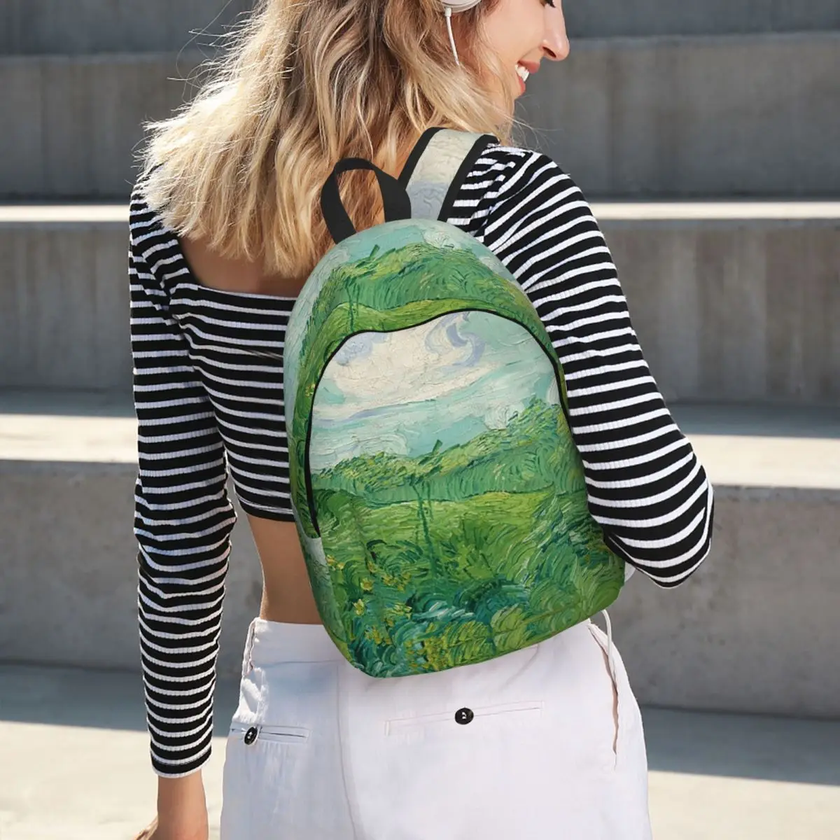 Green Wheat Fields, Auvers, Vincent Van Gogh Backpack Hot Sale Daypack Kids BookBag School Bag Shoulder Bags for Men Women
