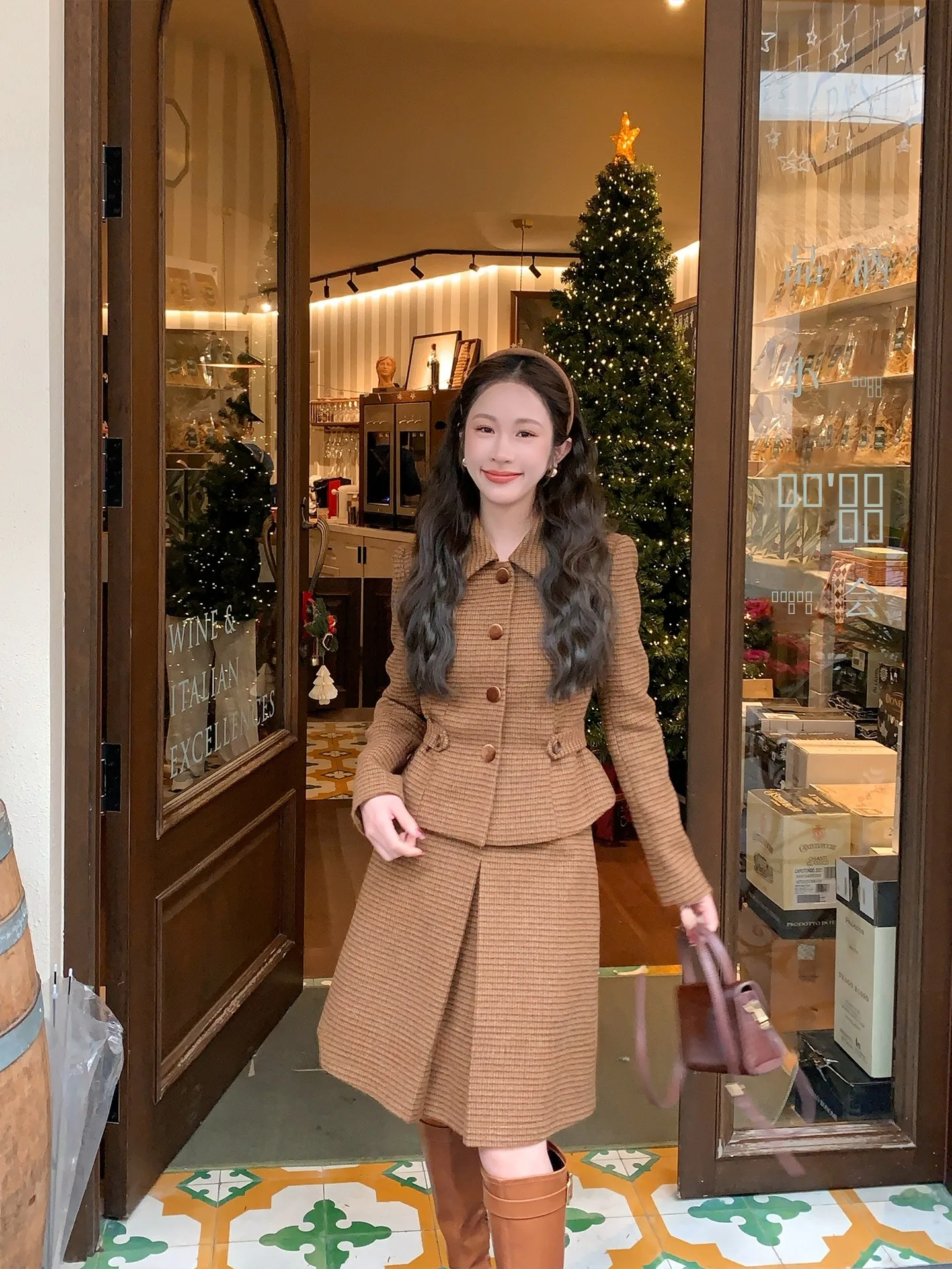 

Современное шерстяное пальто в британском стиле для женщин, цельное, в клетку, с отложным воротником, с завязками на талии, короткая верхняя одежда для весенних праздников