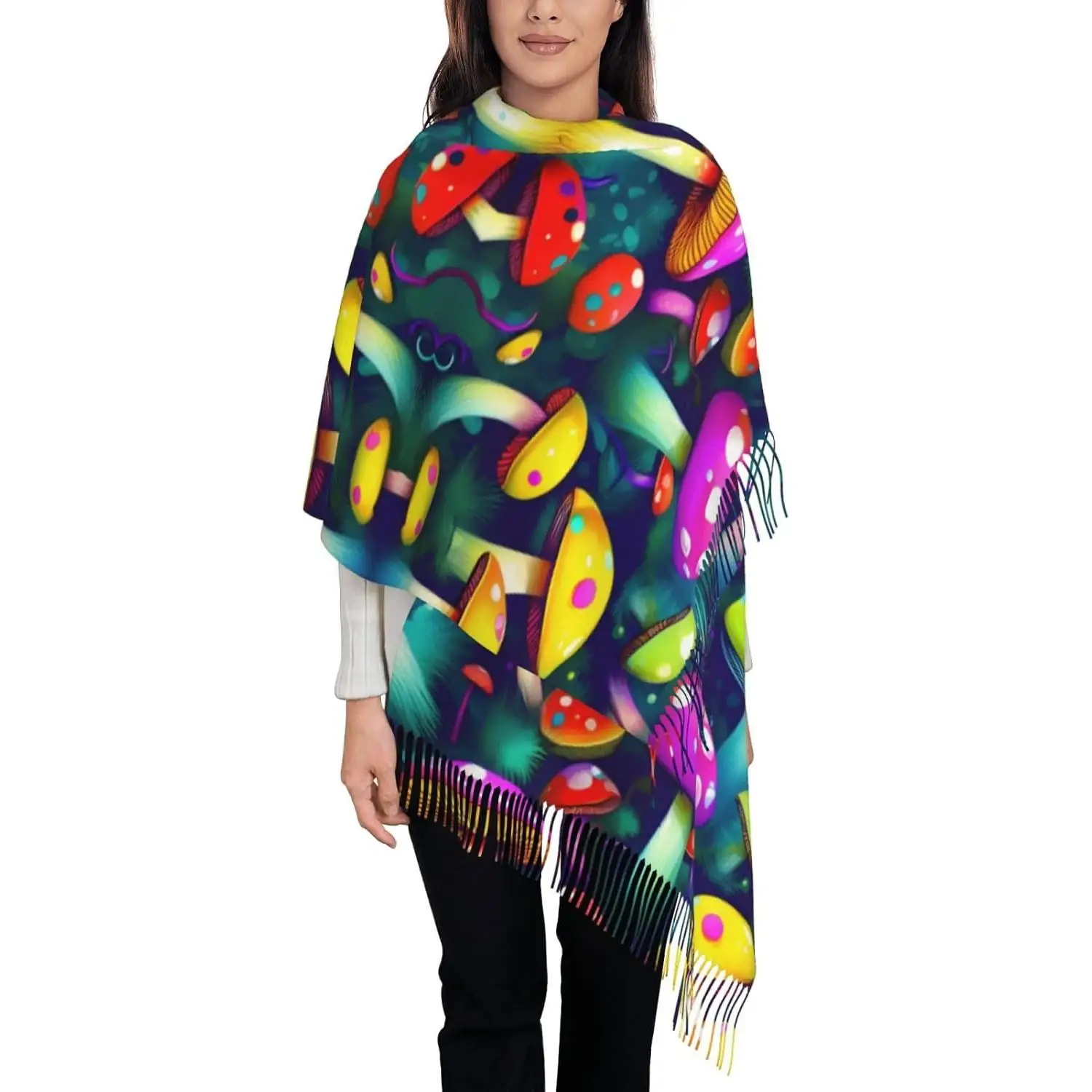 

Большой толстый шарф с кисточками и принтом, мягкие шарфы, идеальный осенне-зимний шарф, шаль для зимней моды, легкий шарф, шаль