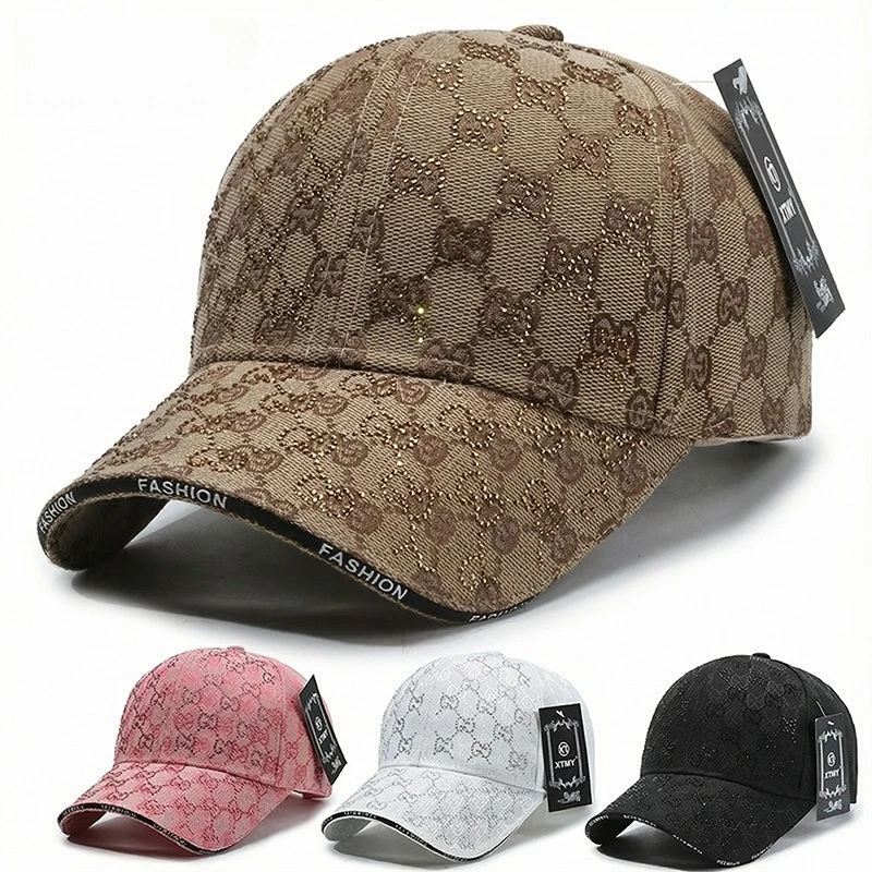 Korean Style Casual Baseball Cap Hard Top Rhinestone Sun Hat Lightweight Outdoor Simple Fashion Cap for Daily Wear