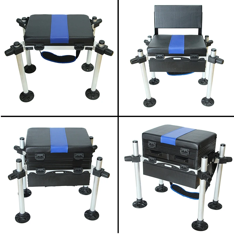 Fishing Tackle Box Folding Portable Adjustable Height Fishing Bait Seat Toolbox