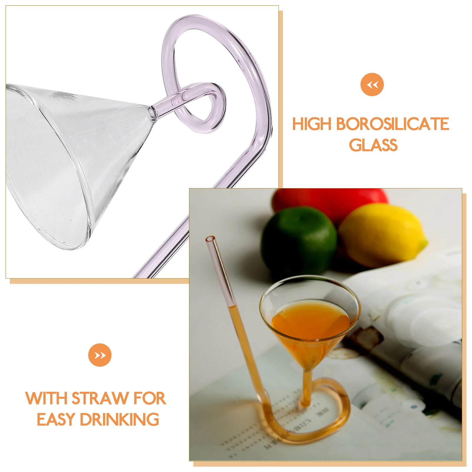 

Cocktail Glass Goblet Set of 2 Unique Transparent Drinking Glasses Creative Bar Party Cups for Wine Liquor Beverages