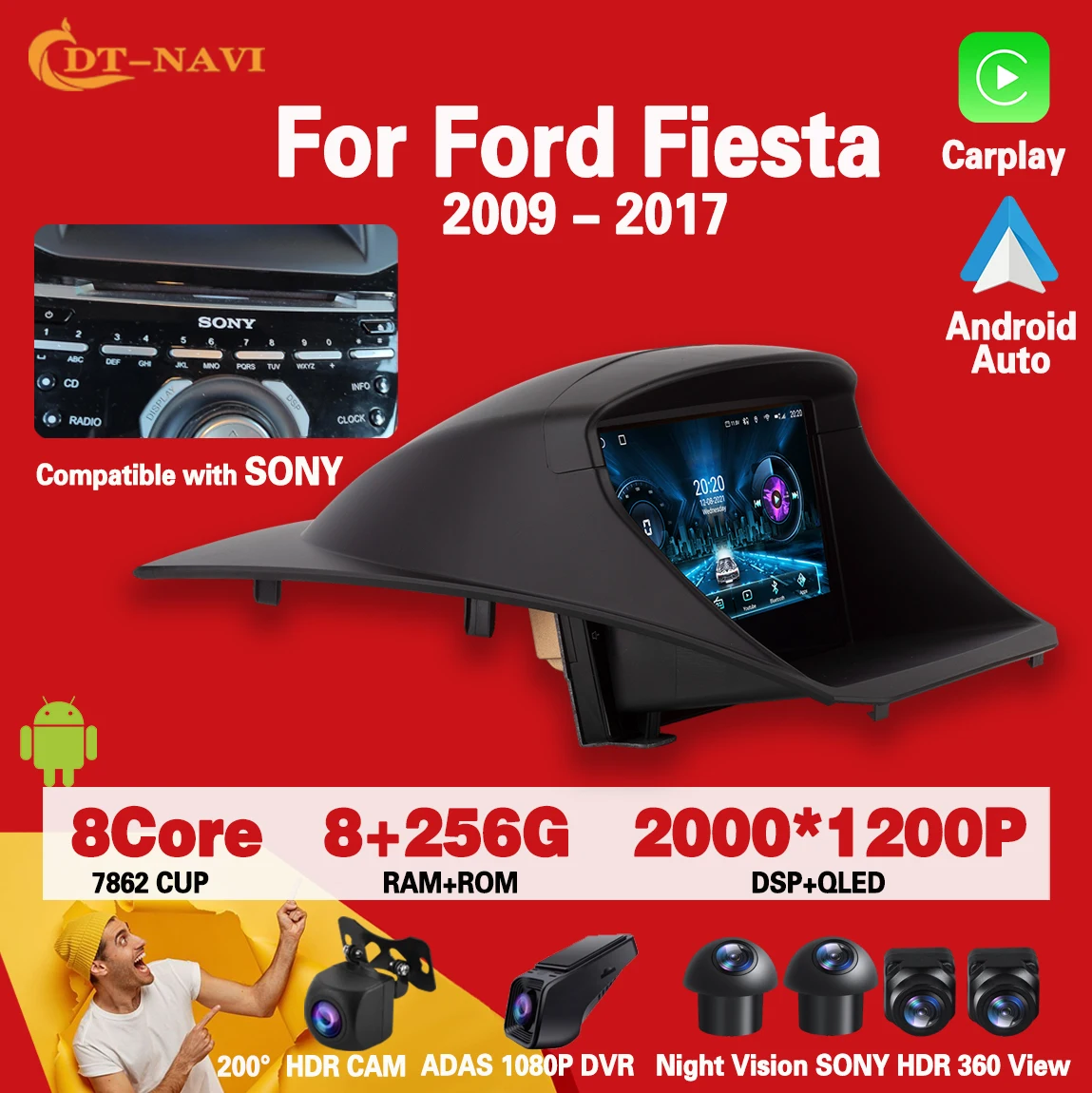 Autoradio pour Ford Fi.C. Mk6 (2008-2019), Carplay, Android, Limitation, Lecteur Vidéo, Écran Tactile, Navigation existent