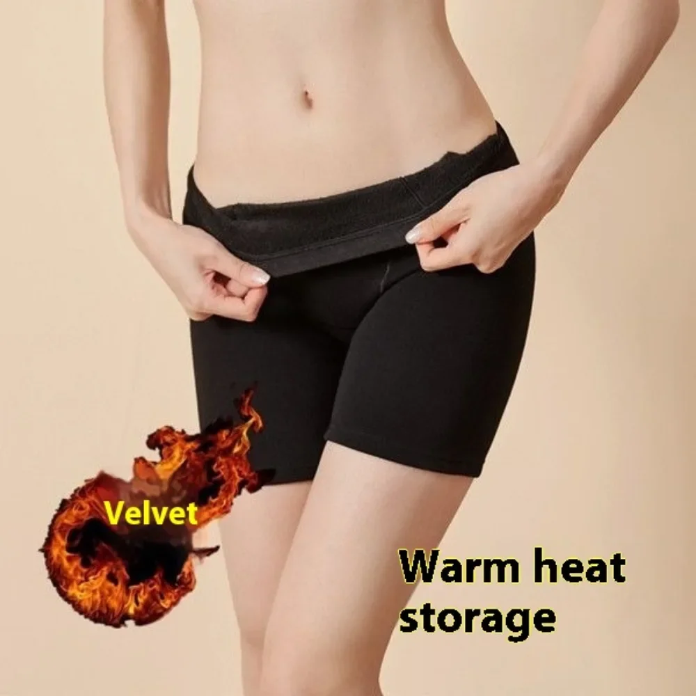 Women\'s Thermal Underwear Thickened Fleece Shorts Winter Safety Anti-light Warm Hot Boxers Middle-aged Elderly Underpants Pants