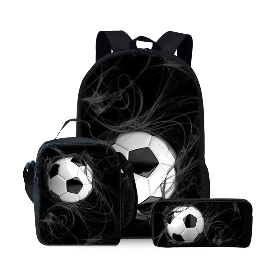 

Football Pattern Three Piece Set Backpacks for Boy and Girls Best Gifts 3D Cartoon School Backpack for Children