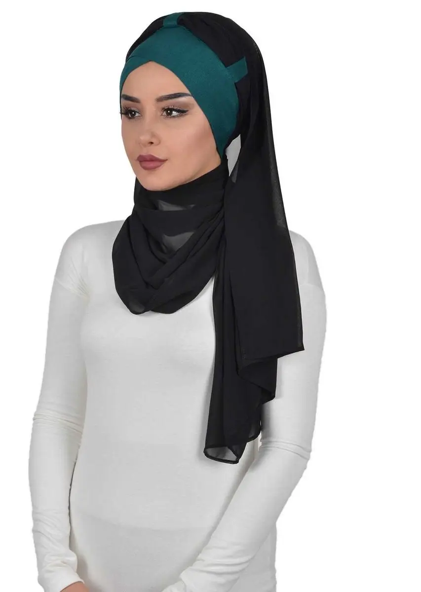 Algodão penteado chiffon xale verde