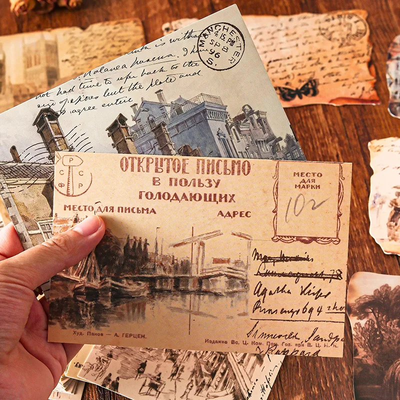 30 Pcs/Set Travel Memories Retro Landscape Series Postcard Wall Decoration Message Blessing Cards Festival Confession Gift