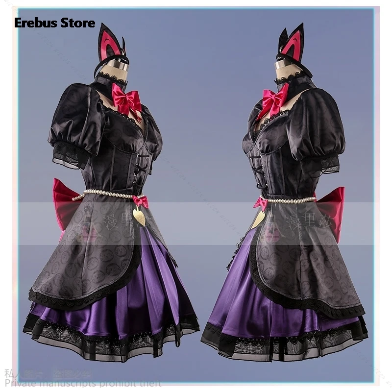 Jogo ow dva hana canção cosplay traje feminino gato preto lolita vestido meninas saias doces conjunto completo roupas ternos de festa de halloween