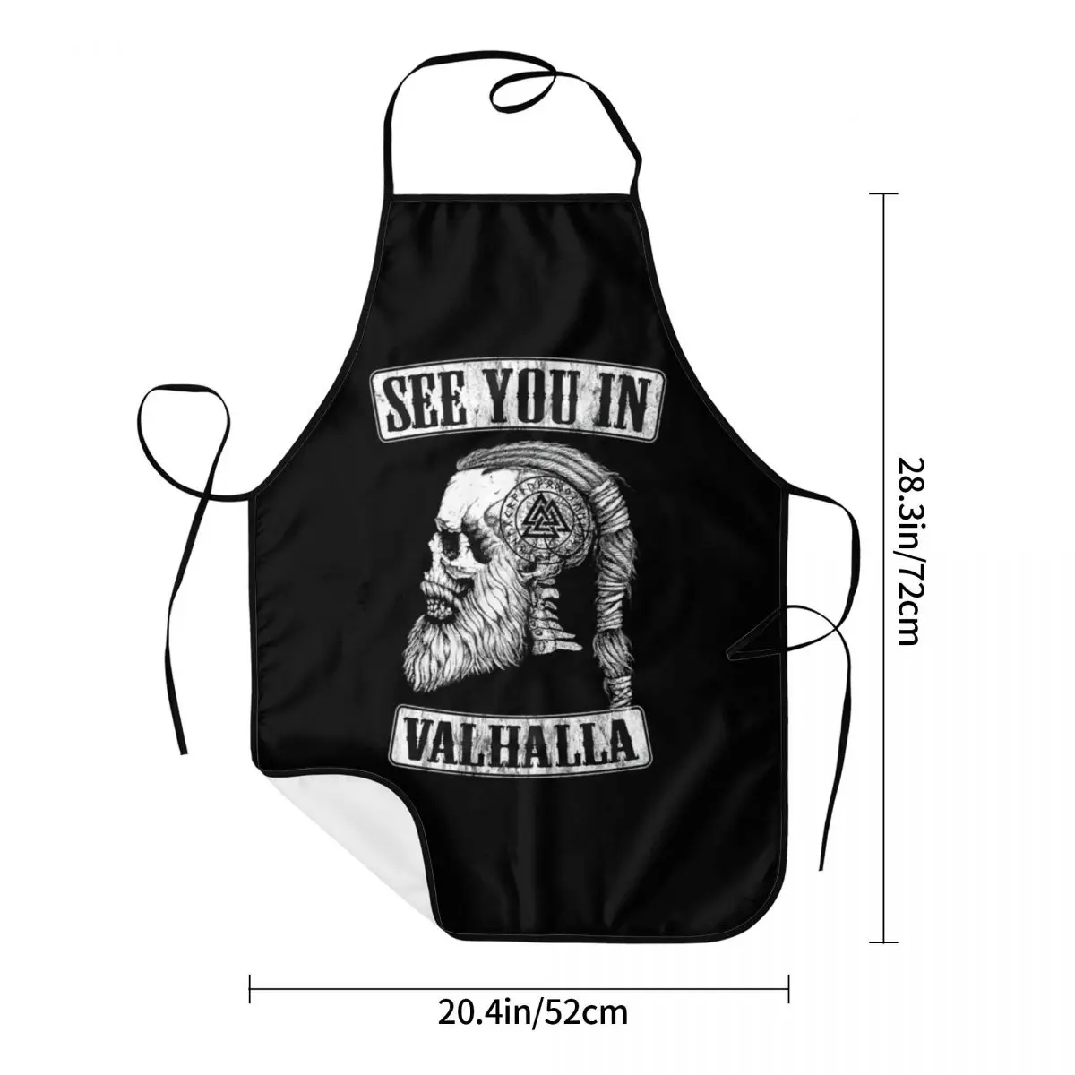 See You In Valhalla Skull Viking Bib Apron Women Men Chef Tablier Cuisine for Cooking Kitchen Norse Odin Ragnar Warrior Painting