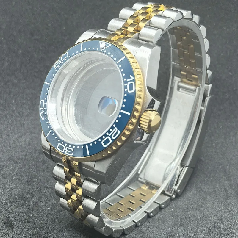 حافظة ميكانيكية من الفولاذ المقاوم للصدأ مقاس 40 مم مع خمسة خرز لحركة NH35 حافظة ذهبية ملحقات تعديل حلقة الحصين #6