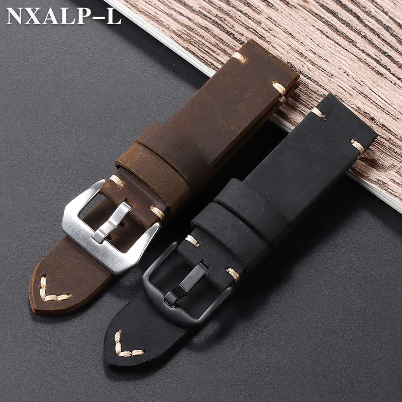 Handmade First Layer Cowhide Watch Strap for Panerai PAM111 441 Band 22mm 24mm 26mm Vintage Leather Straps Soft Men's Bracelet