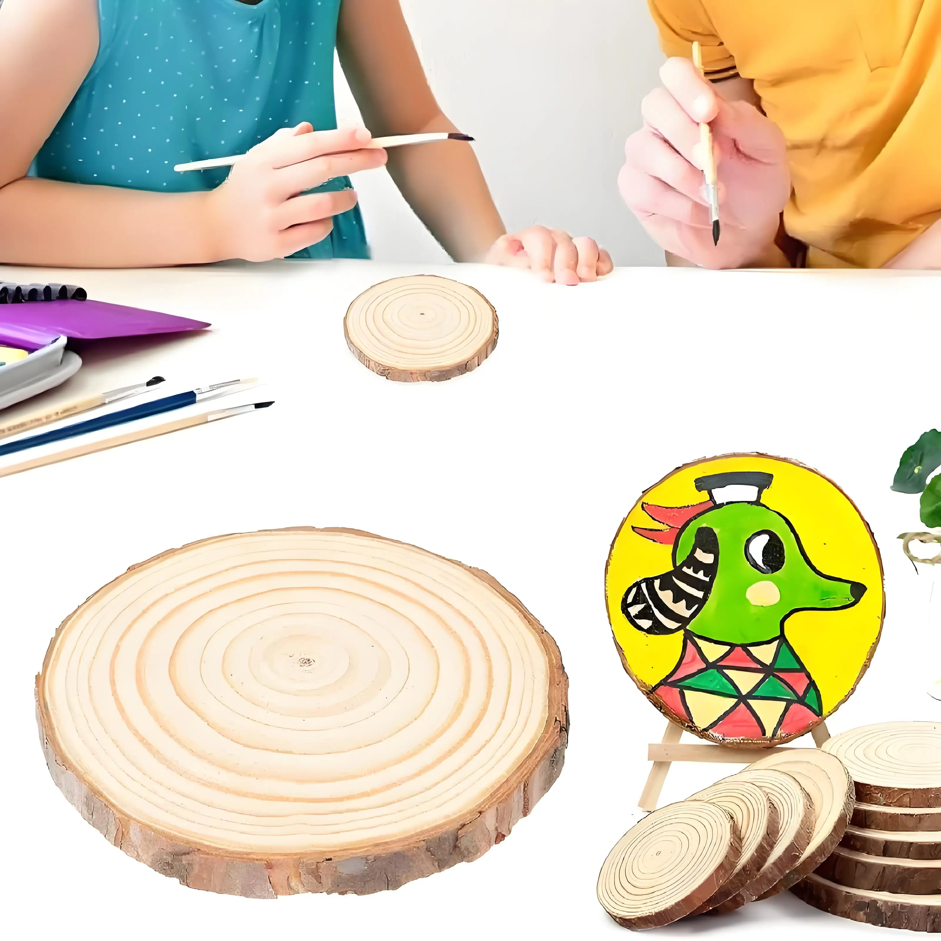 10 قطعة 12-14 سنتيمتر الصنوبر الطبيعي شرائح خشبية مستديرة غير مكتملة الدوائر مع شجرة النباح سجل أقراص Crafts بها بنفسك الحرف حفل زفاف اللوحة #3