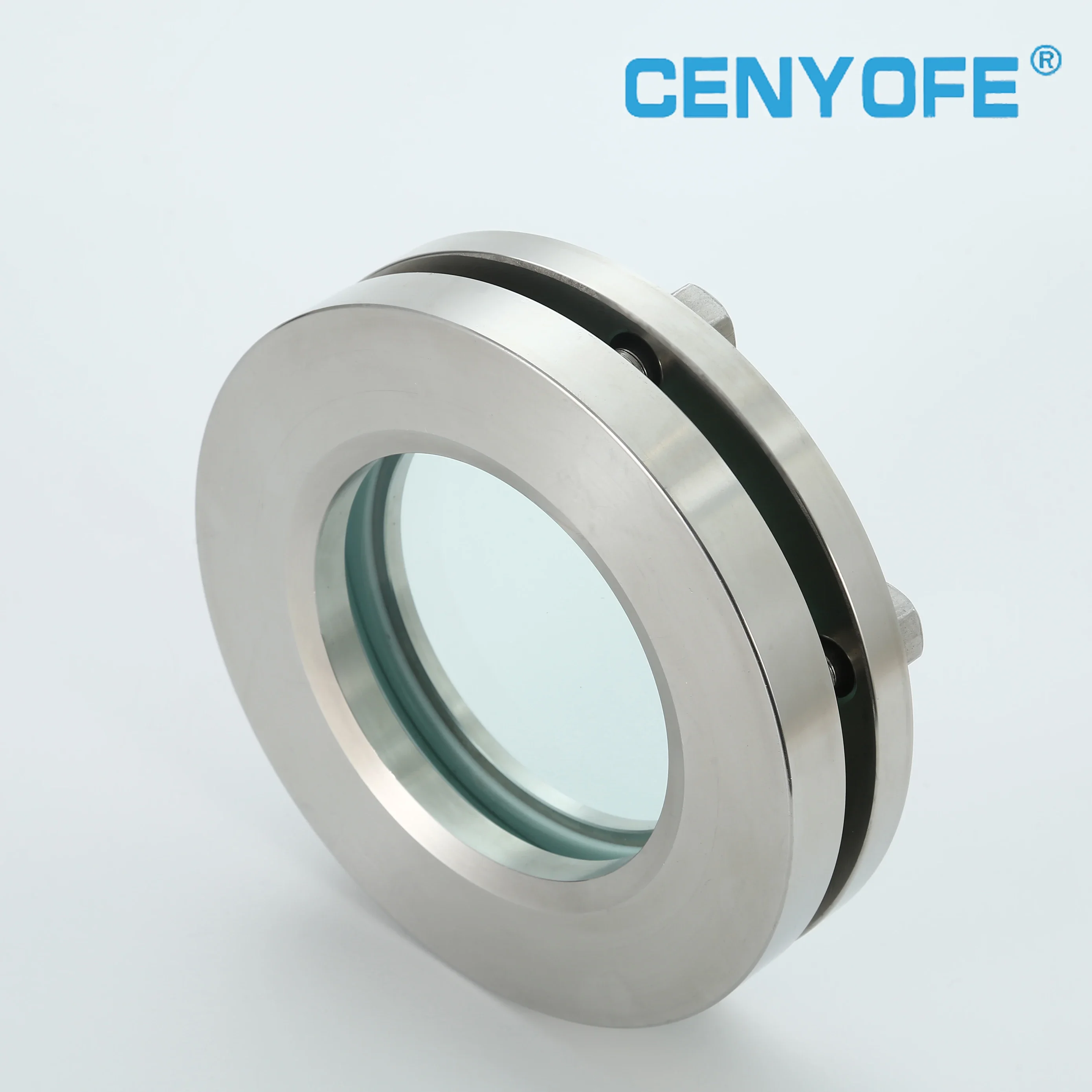 Roestvrijstalen flensspiegel observatie rechtdoor kijkbeker met lamp binnenglas zeshoekig mangat