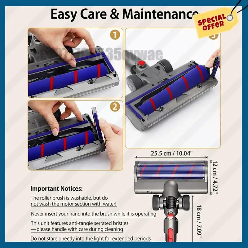 -A89Z For Dyson V7 V8 V10 V11 V15 LED Dust Detection Floor Head Replacement Vacuum Attachment For Hard Floors