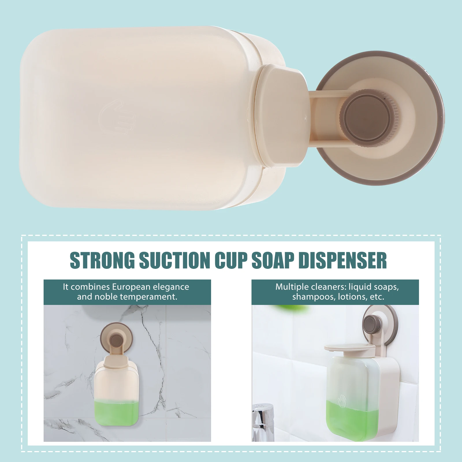 

Double Head Liquid Soap Dispenser High Strength Transparent Pc Material Wall Mounted Bathroom Accessory Vacuum Suction