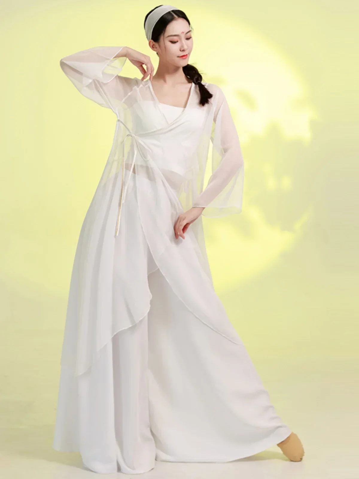 Sukienka do tańca klasycznego damska pełna wdzięku sukienka do ćwiczeń sukienka z gazy zielony wąż biały wąż chiński starożytny kostium nowy Hanfu