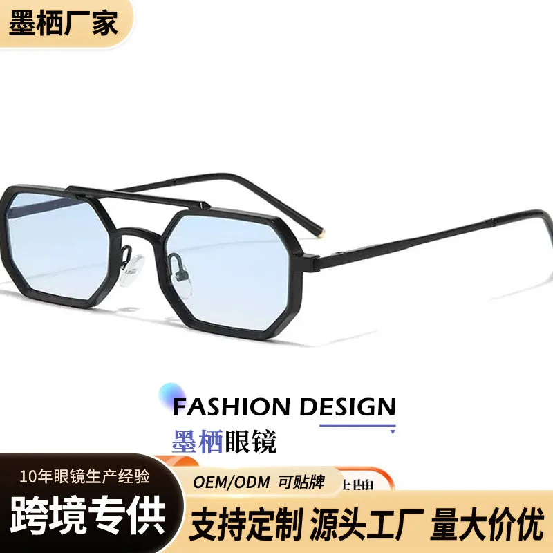 

Unisex Punk Retro Square Sunglasses UV400 Metal Double Beam Pilot Polygon Frame Fashion Vintage Shades for Men Women
