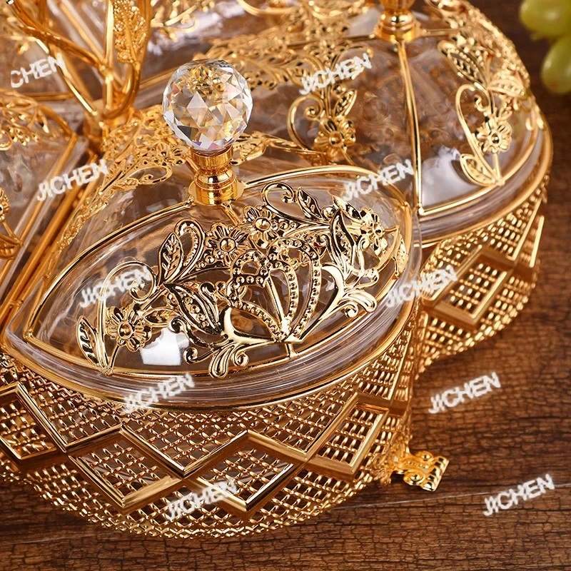 

ХИТ ПРОДАЖ: Европейская акриловая коробка для сухофруктов класса люкс, модная высококачественная фруктовница с изысканным золотым узором, пять секций, для гостиной