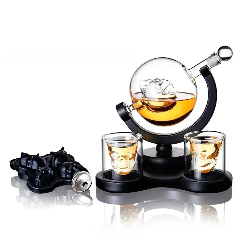 Decanter glass wine bottle wooden frame with cup set creative wine set wine
