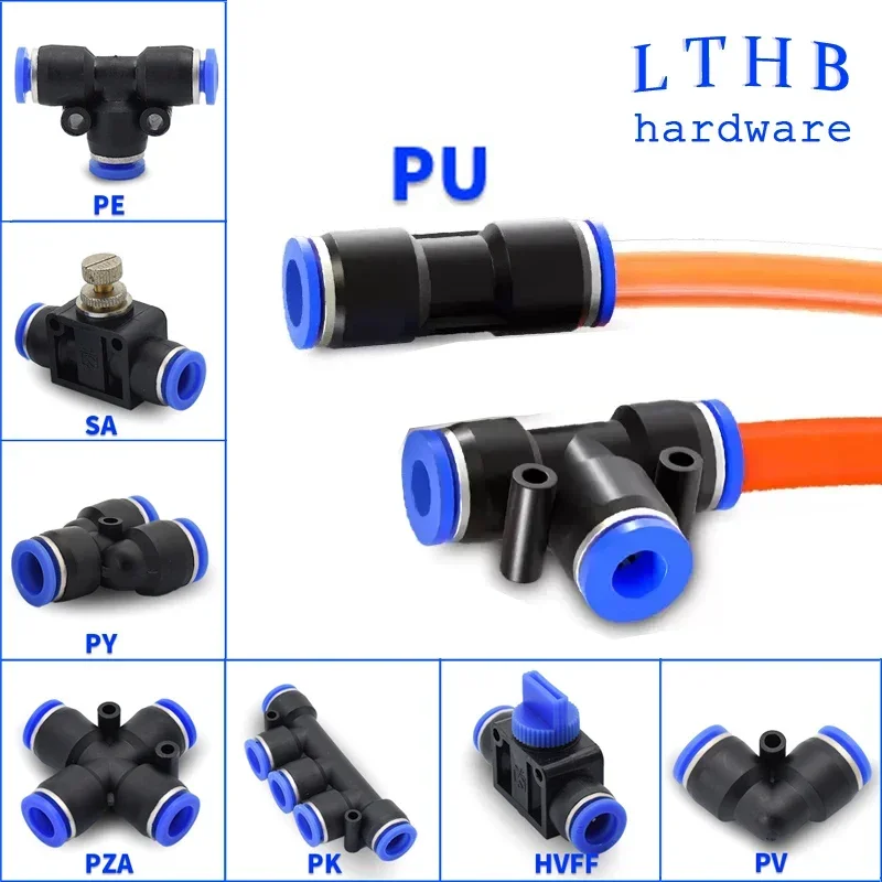 Pneumatic Fittings Pipe Connectors Quick Release Connector PU PY PK PE PV SA  Air Tube 4mm 6mm 8mm 10mm Push In Hose Couping