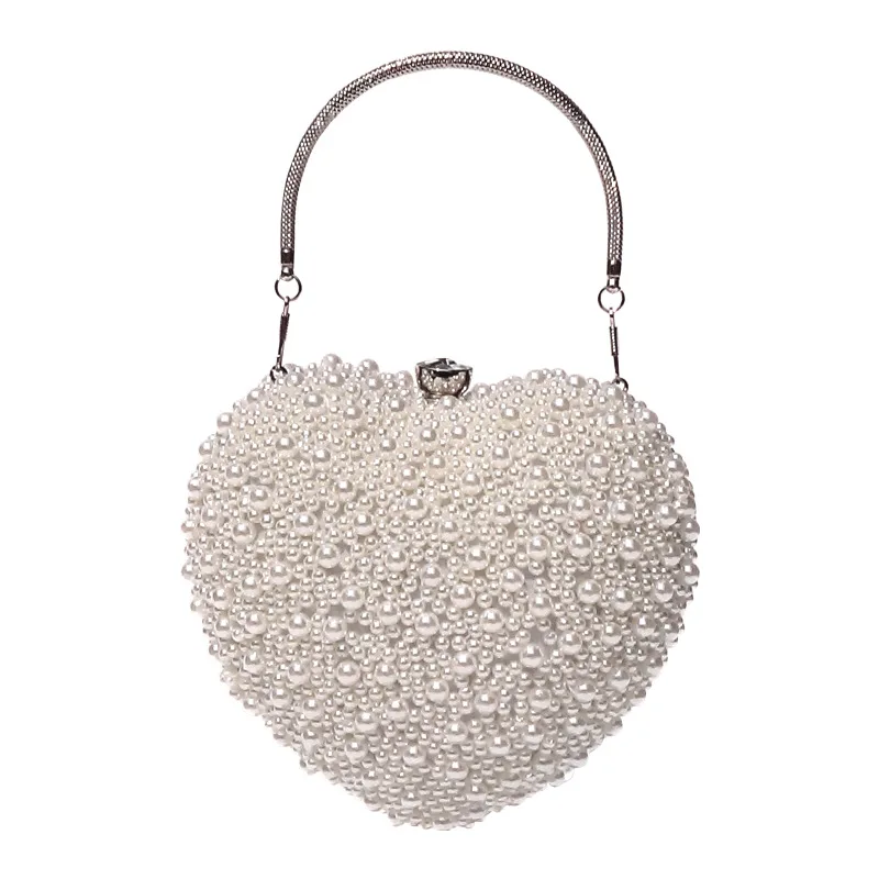 

Romantic Heart Pearl Clutch - Handcrafted Beaded Evening Purse for Parties & Special Occasions Light Luxury Style Evening Clutch