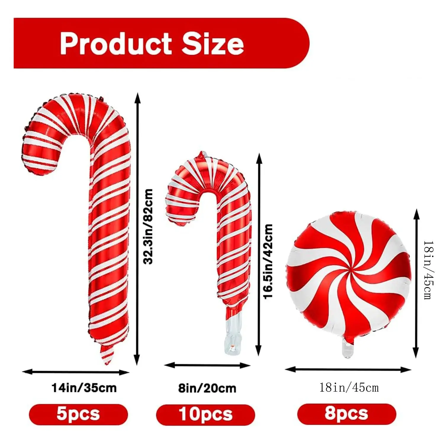 23pcs Red Bow Candy Cane Handheld Stick Windmill Balloon Set Christmas Party Home Interior and Exterior Decoration