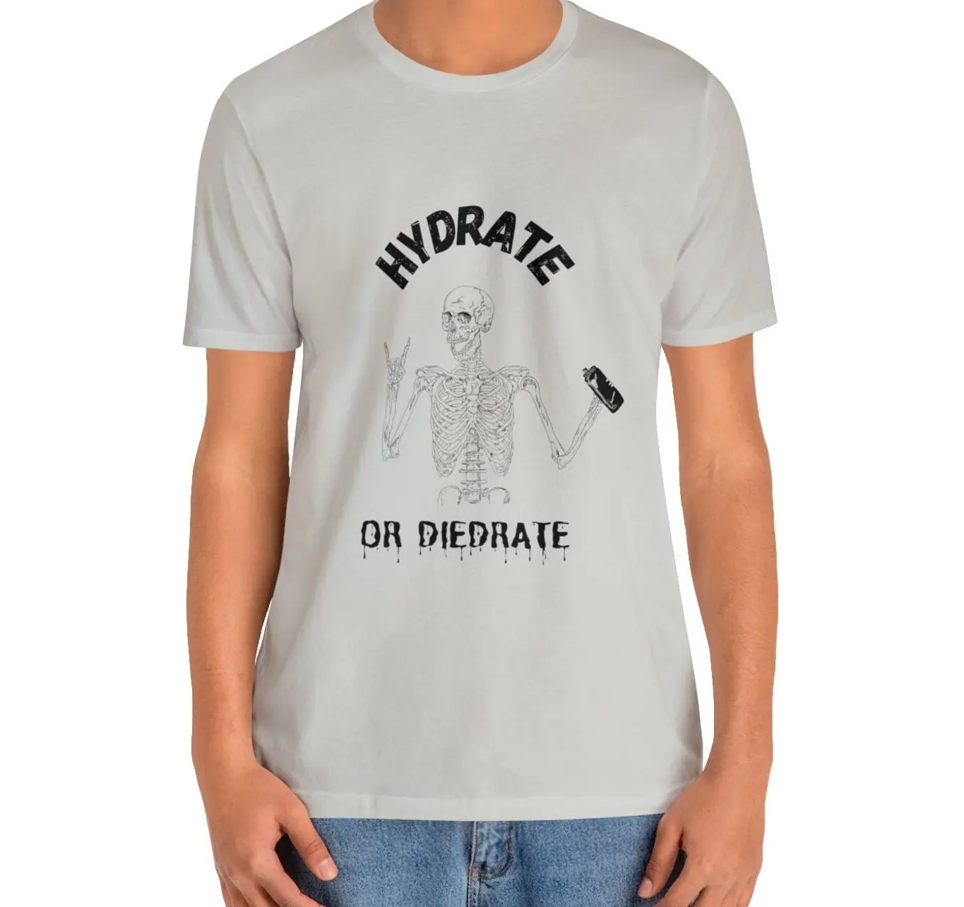 Hydrate or Diedrate Funny Skeleton Soft T shirt for Dad Skelton Drinking