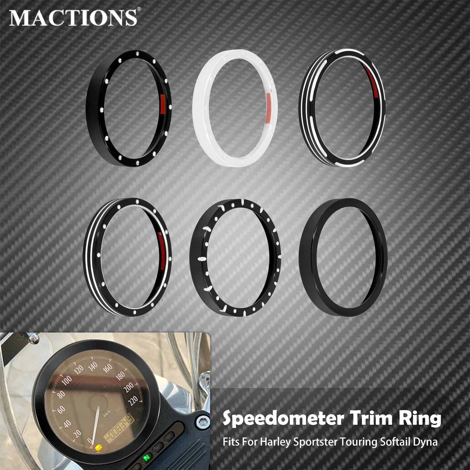 Motocykl czarny/chromowany wykończenie prędkościomierza Bezel Burst pokrywa aluminium dla Harley Sportster XL 883 1200 Dyna Softail Touring Trike