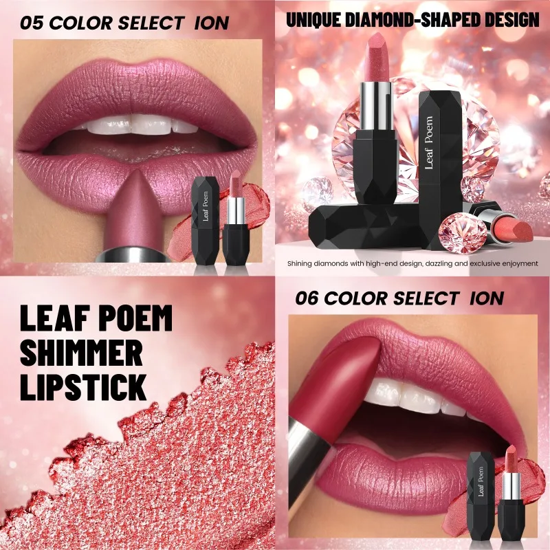 Metallic Diamond Lipstick Waterproof Long Lasting Moisturizing Rose Glitter Solid Lip Gloss Pearl Charming Plump Bold Lip Makeup