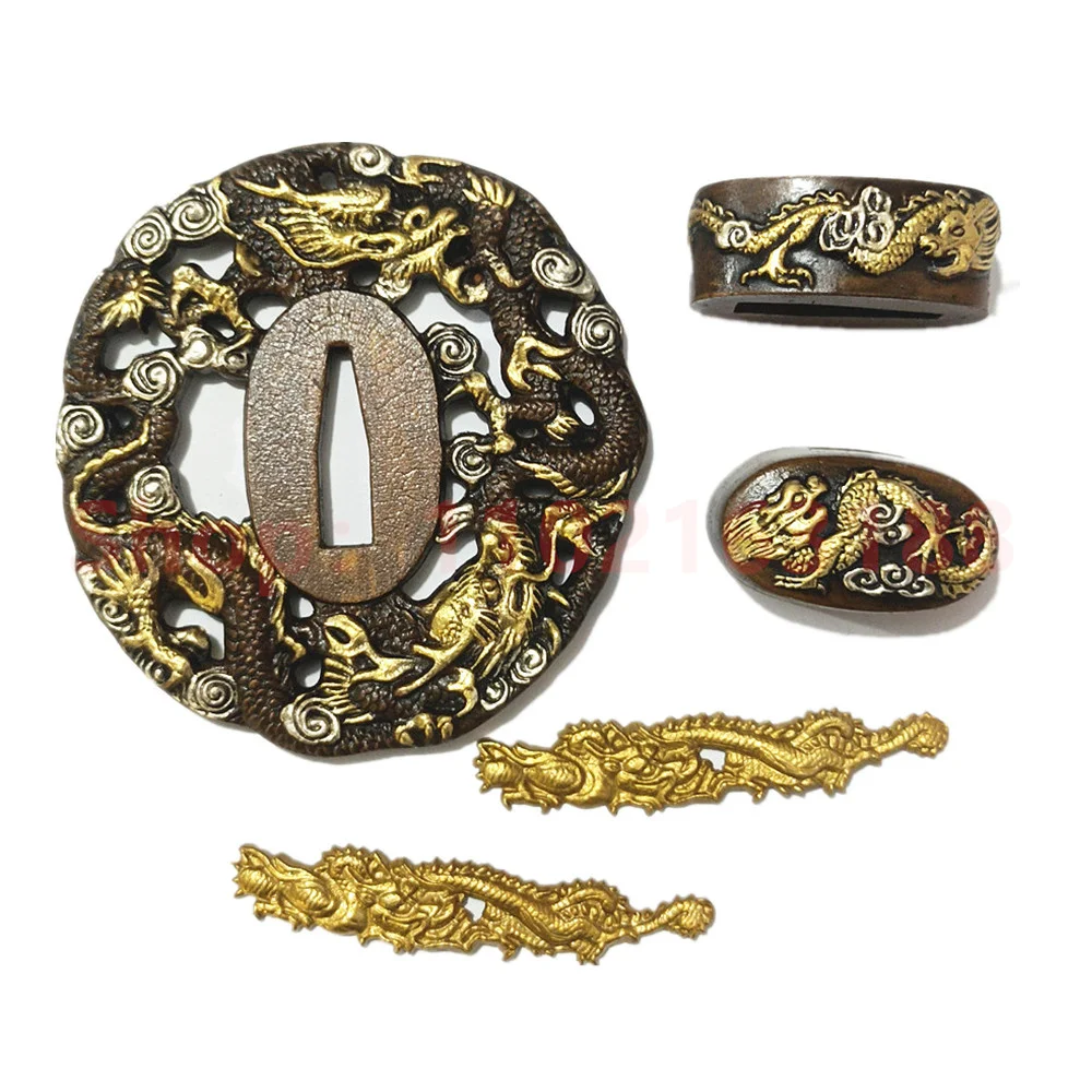 

High Quality Copper Tsuba Handguard Guard Brass Fuchi Kashira Menuki For Real Japanese Japan Samurai Katana Sword Fittings Parts