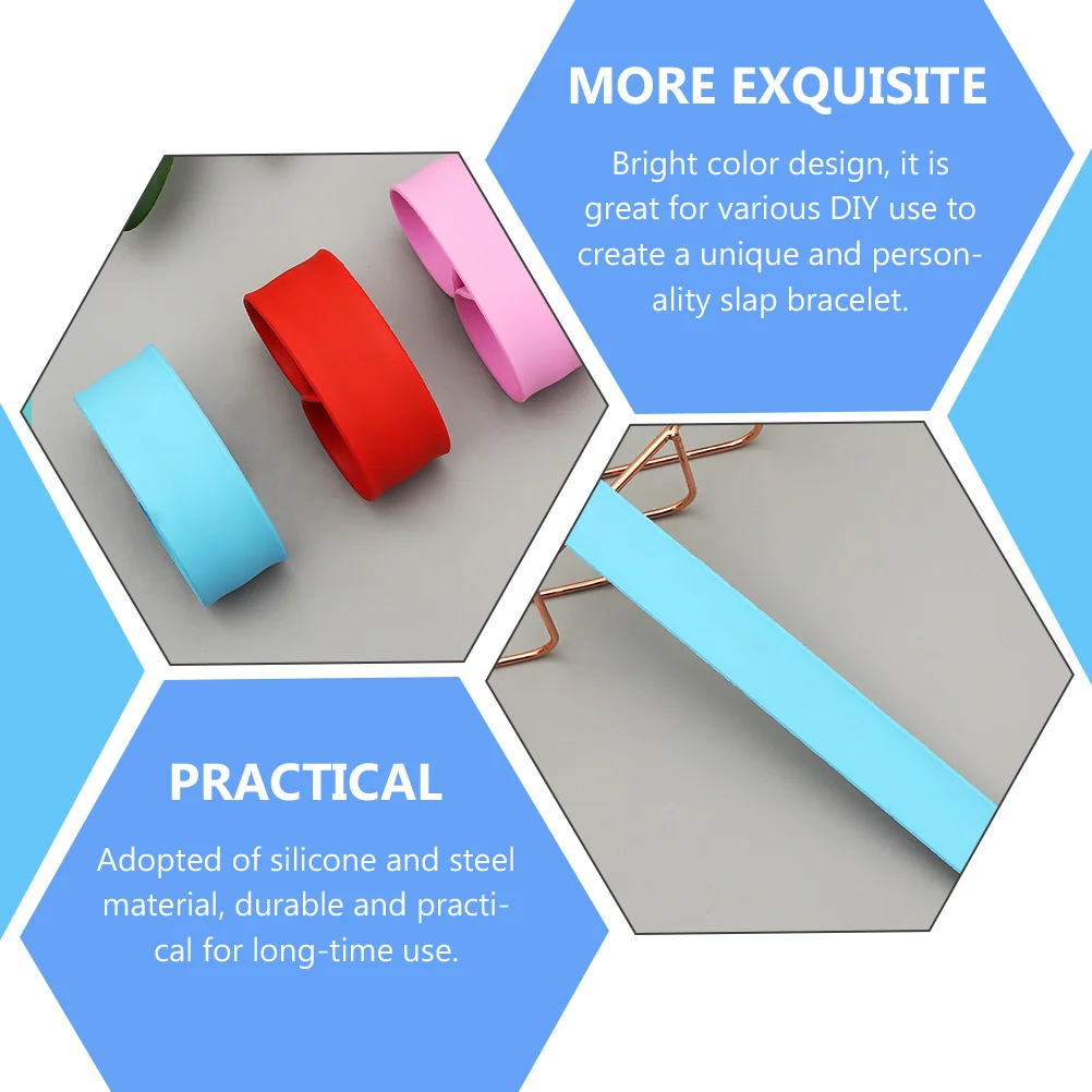 

4pcs Silicone Slap Bracelets Colored Diy Snap Wristbands For Kids Party Favors Festival Gifts Flexible Rubber Bangles