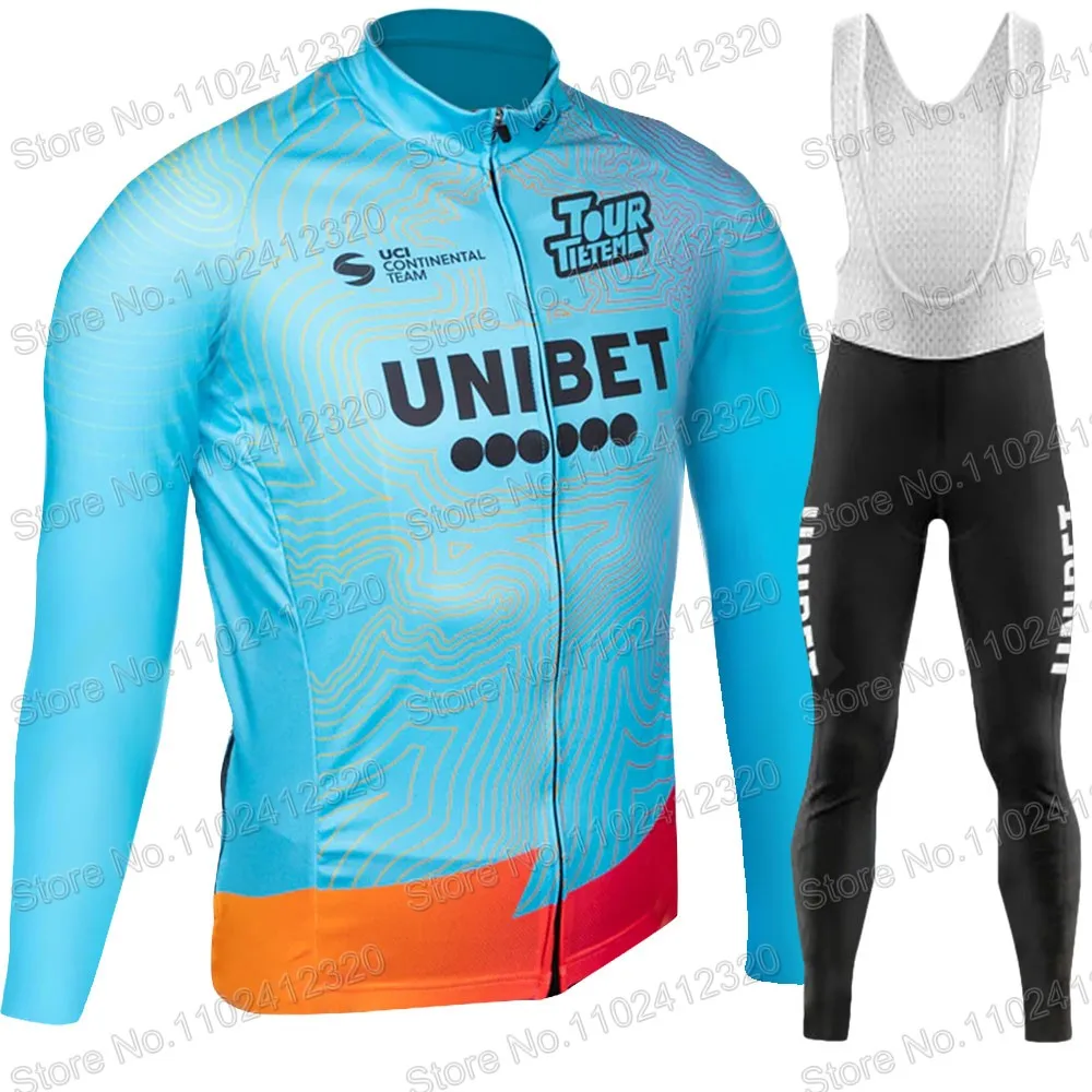 2023 TDT-Unibet Team Cycling Jersey Set Long Sleeve Winter Netherlands Clothing Suit Mens Long Sleeve MTB Bike Road Pants Bib