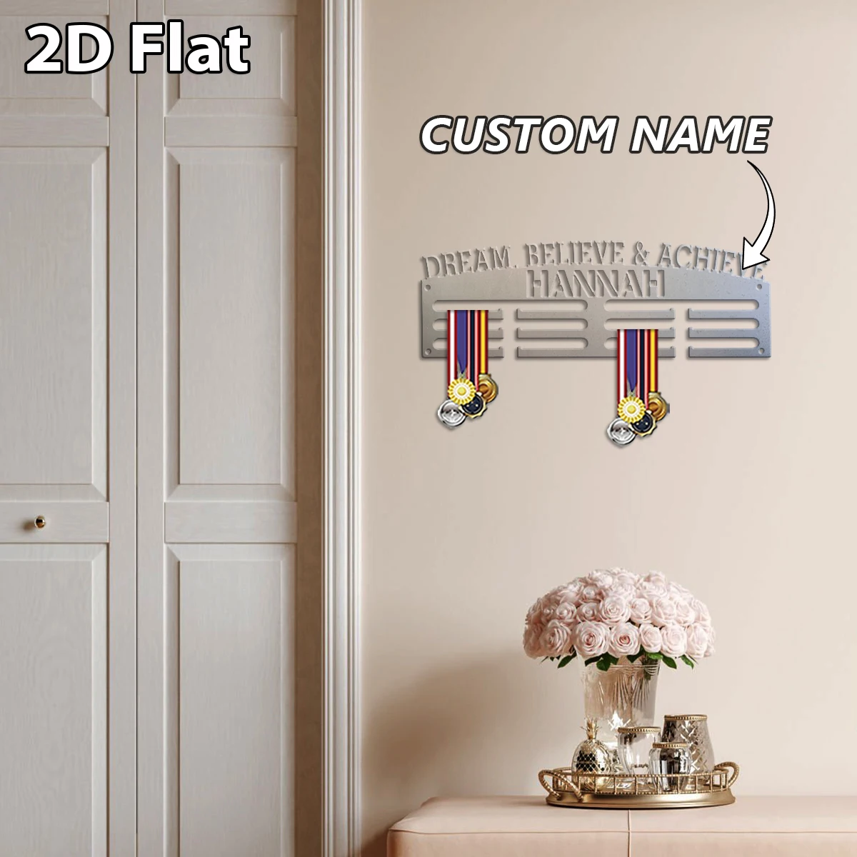 1pc Custom Dreams come true metal medal hook, Metal Wall Art,As Wedding Decor for Room Office, Party Decor,Best Gift for Friends