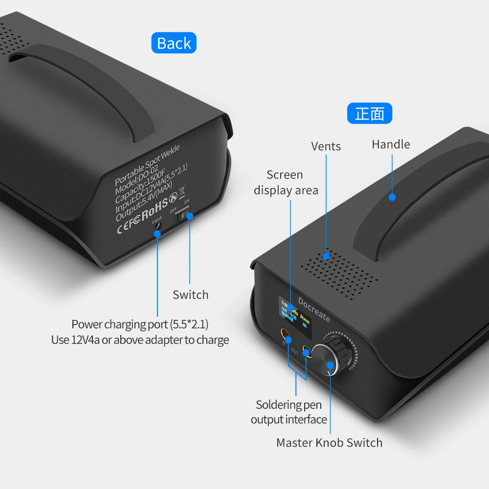 Saldatore a punti portatile con condensatore Farad Saldatore a batteria al litio Saldatura domestica Saldatura a doppio impulso 0,3 mm nichelato con