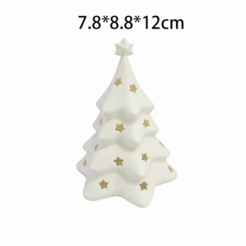 3D Printed Xmas Tree Star Hollow Lamp Shade Desktop LED Light Cover Bedroom Bedside Ambient Decor Holiday Table Ornament