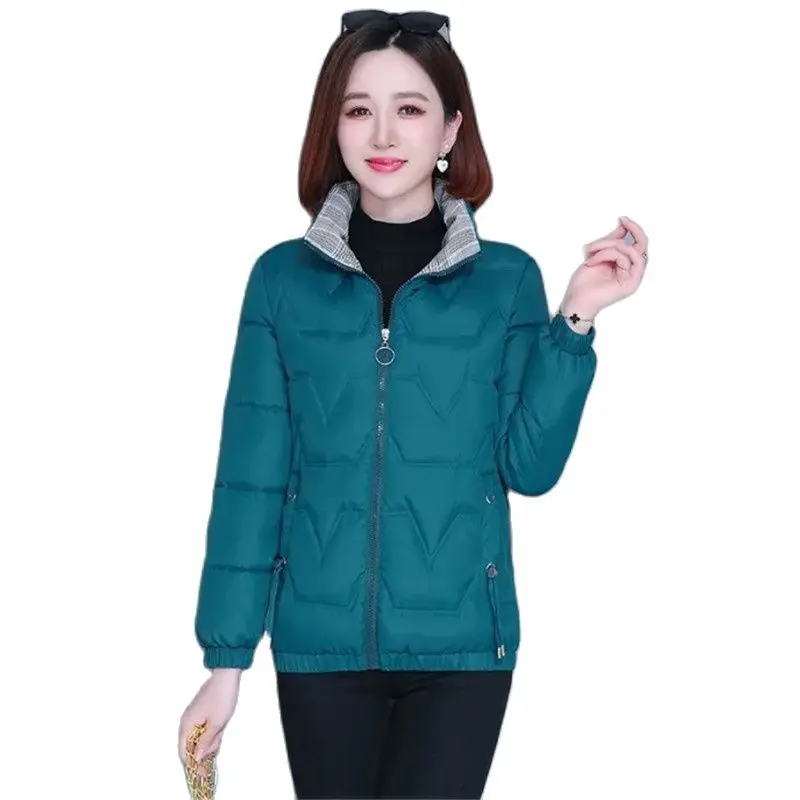 Veste Courte Rembourrée en Coton pour Femme, Manteau à Col Coloré, Poches, Couleur Pure, Nouvelle Collection Automne Hiver 2023