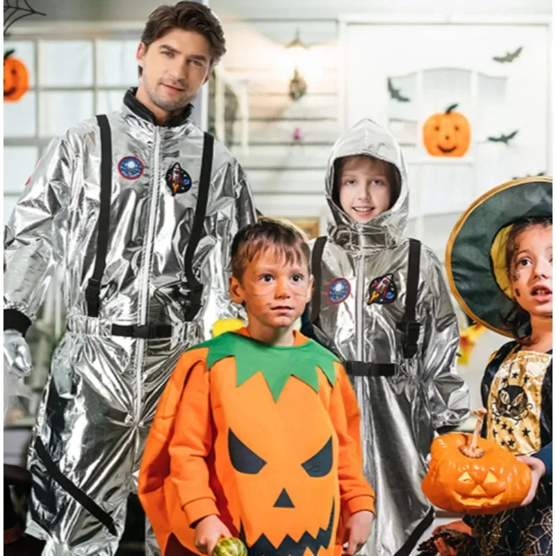 Halloween Adult Astronaut Costume Silver Astronaut Men and Women Halloween Family Party Dress Up Birthday Gifts
