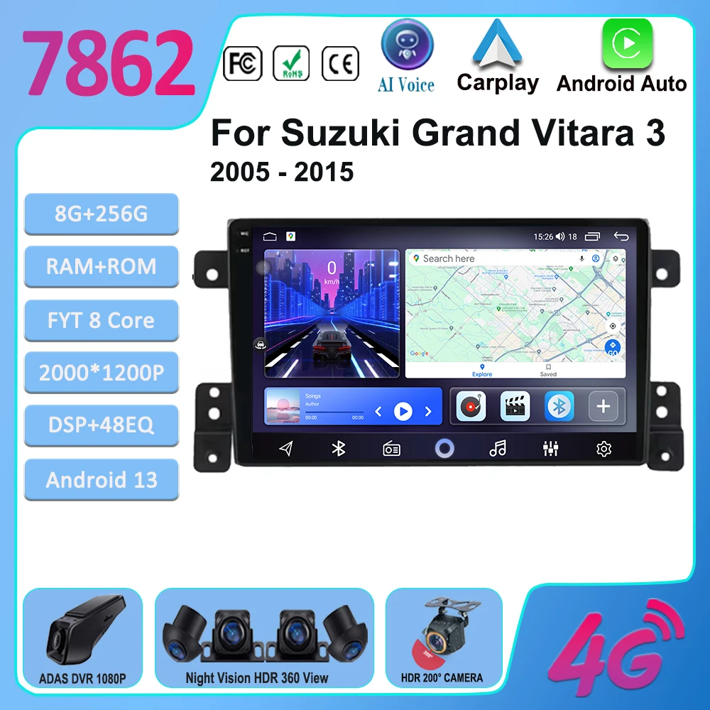 

Car Android Head Unit For Suzuki Grand Vitara 3 2005 - 2015 Car Radio Multimedia Video Player GPS Navigation Auto No 2din DVD